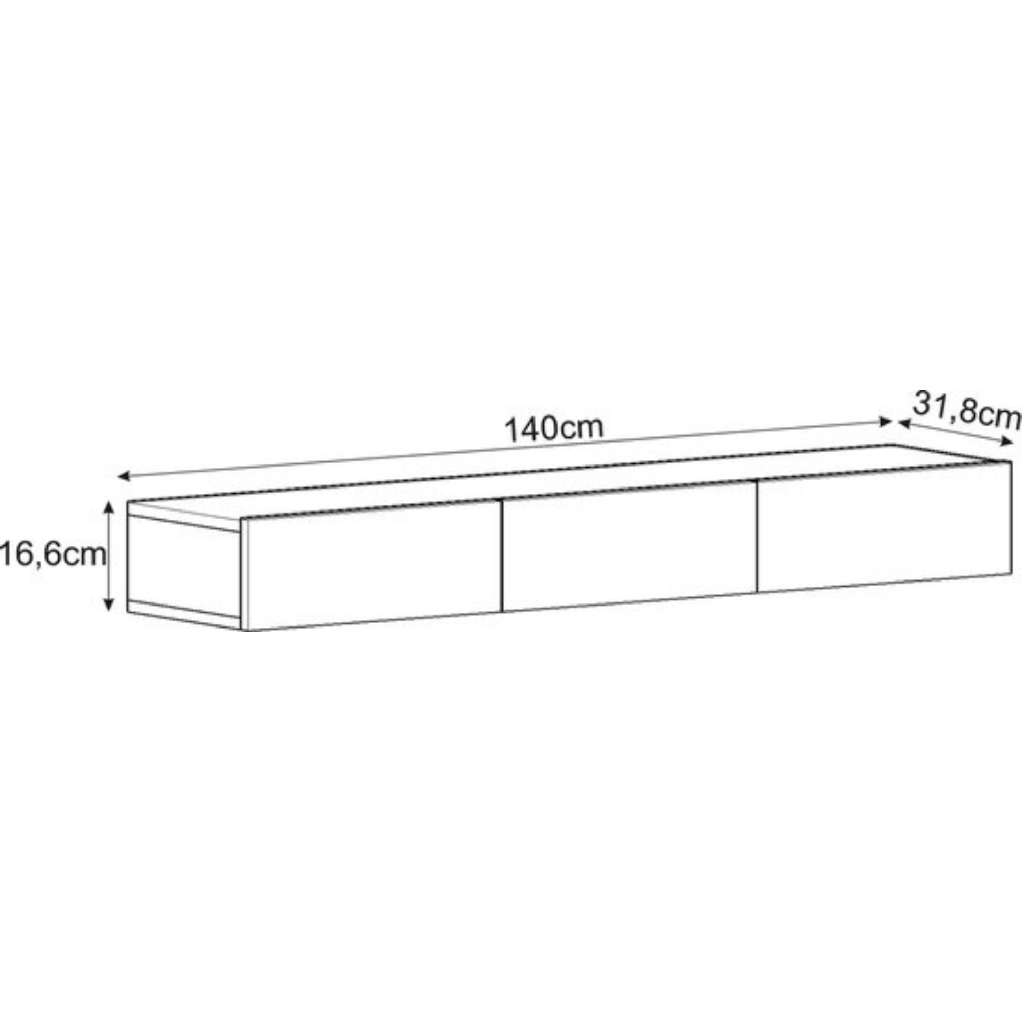 Supellexia- Avalon Wall mounted - TV-standaard- Houten Zwart