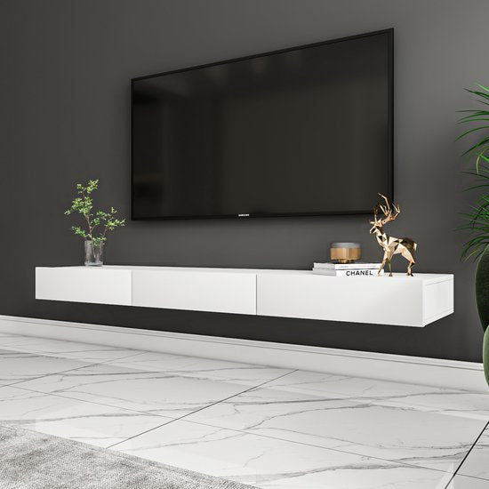 Supellexia- Avalon Wall mounted - TV-standaard- Glanzend Wit