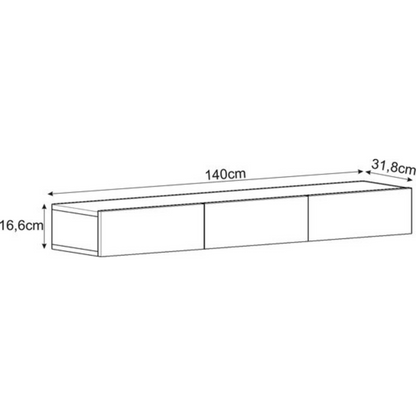 Supellexia- Avalon Wall mounted - TV-standaard- Glanzend Wit